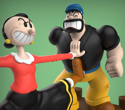 Figuras 3d Popeye El Marino Diorama Con Olivia Y Brutus