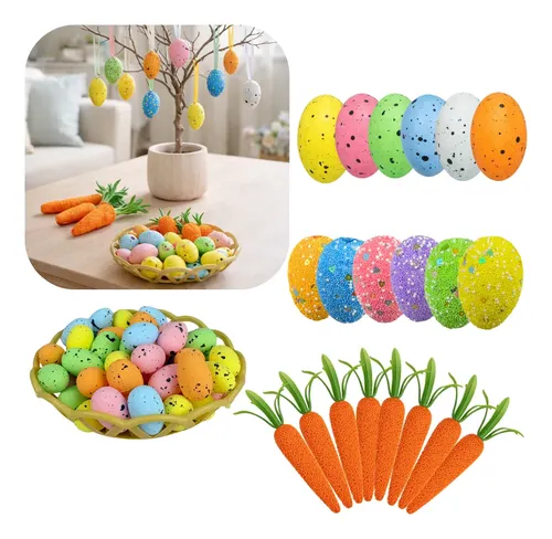 Kit 46 Enfeites De Páscoa Ovos Cenouras Decoração Osterbaum