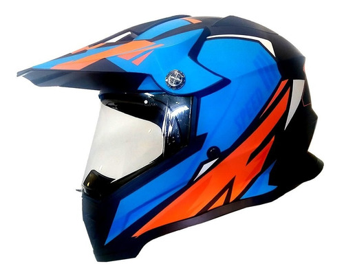 Casco Moto Enduro Ghb Zkit 819-7  Azul Negro Matte