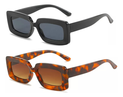 Gafas De Sol Rectangulares Retro De Los Años 90 De 2 Piezas