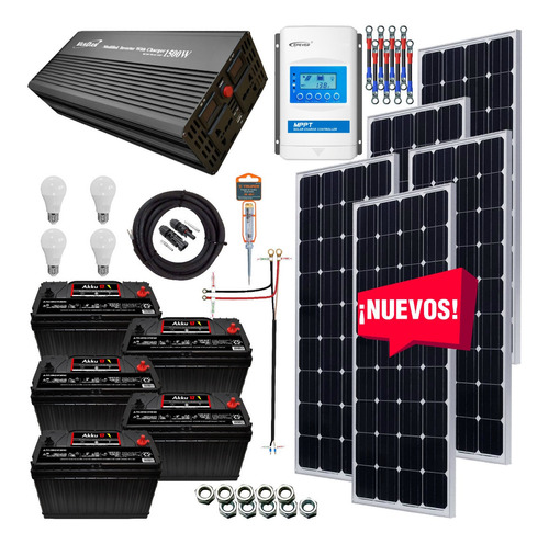 Kit Solar 3000 Watts, Inversor 1500, Baterías Akku, Completo
