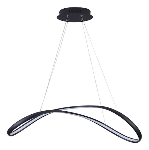 Pendente Preto Fosco Zig Led 52w 3000k Bivolt Tp002b Bella