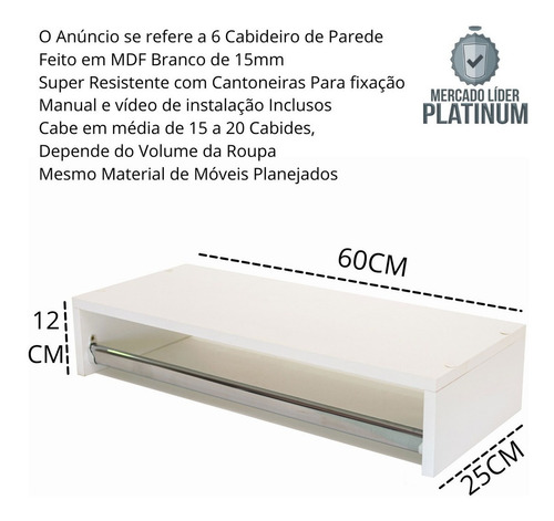 Kit 6 Araras Loja Organizador Cabideiro Expositor Madeira