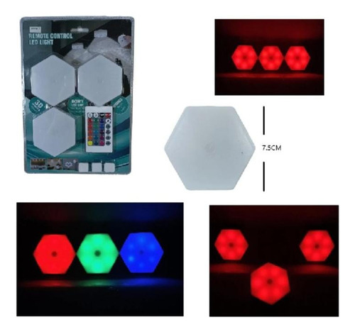Lámpara Led Hexagonal Multicolor Control Remoto