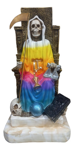 Figura Santa Muerte 7 Colores En Trono 34 Cm