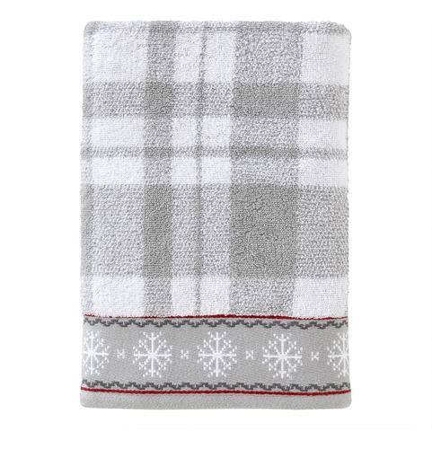 Toalla De Baño A Cuadros Gris 70 X 140 Cm