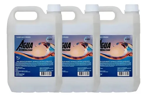 Kit 15 Litros Agua Desmineralizada P/motor Bateria Automotivo Branco