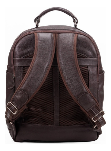 Mochila Faculdade Escola Notebook 15,6 Em Couro Legítimo Cor Floater Café