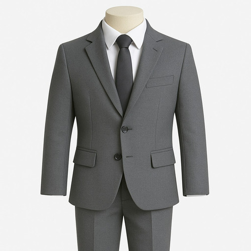 Terno Infantil Para Meninos Moderno Completo Blazer+calça Cinza-escuro 16