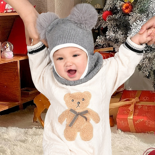 Conjunto De Gorro Y Bufanda De Invierno For Bebés Y Niños,
