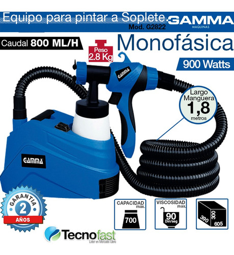 Equipo De Pintar Gamma 900w A Soplete G2822 + Regalo Gtia
