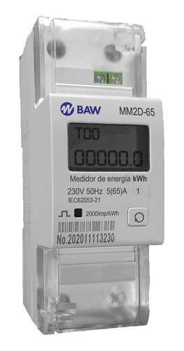 Medidor Consumo Digital Baw Monofasico 65a Riel Din 