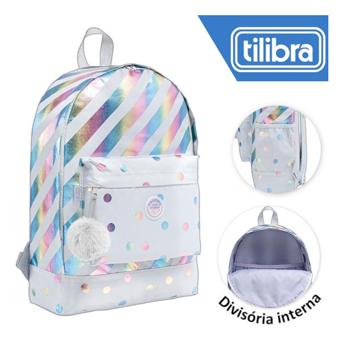 Mochila Escolar Académie Listras E Poás Tilibra 348589 Cor Água