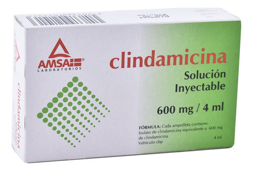 Clindamicina Solución Inyectable 600 Mg/4 Ml, 1 Ampolleta 4 Ml