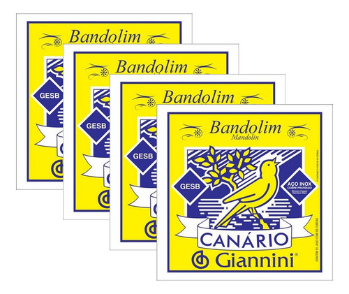Kit 4 Encordoamento Bandolim Giannini Canario Mandolim
