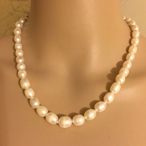 Luli Collar Perlas Río Barrocas Grandes Blanco Nacarado 46cm