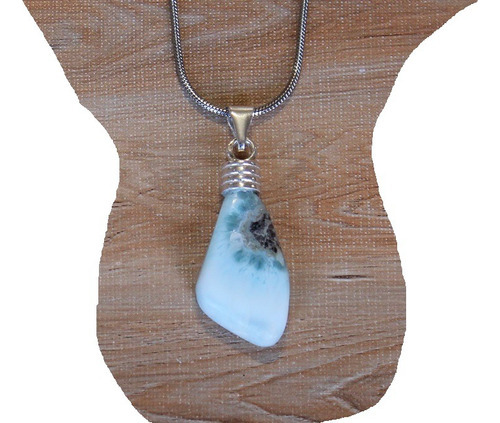 Larimar Natural De Dominicana Dije Con Engarce De Plata 92 