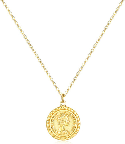 Collar Con Colgante De Moneda De Elizabeth Chapado En Oro De
