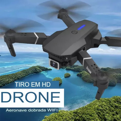 Drone E88 Pro Com Câmera Dupla E Wifi Com Case Cor Preto