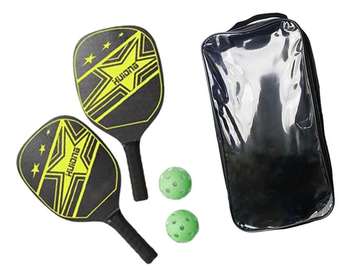 2x Paletas De Pickleball Raqueta Y Juego De Pelotas Amarillo