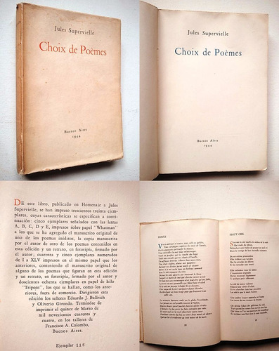 Jules Supervielle - Choix De Poèmes - Colombo 1944 - 330 Ex (Usado)