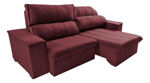 Sofá Retrátil Reclinável 2,30m Cama Inbox Flórida. Velusoft Cor Vinho