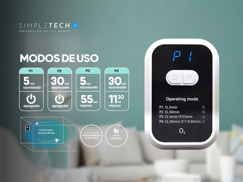 Imagen 4 de 7 de Ozonizador Purificador Sanitizante Portatil Recargable Usb