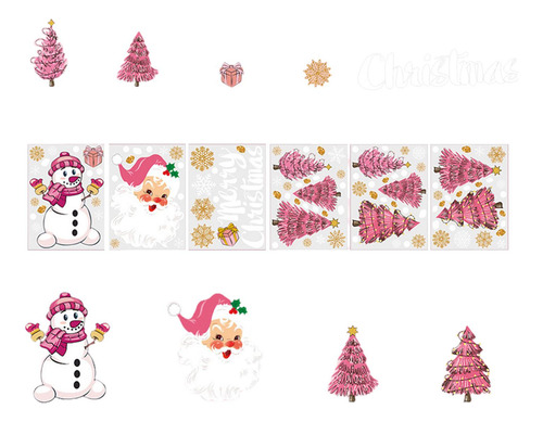 6 Pegatinas Navideñas De Color Rosa Para Ventana,
