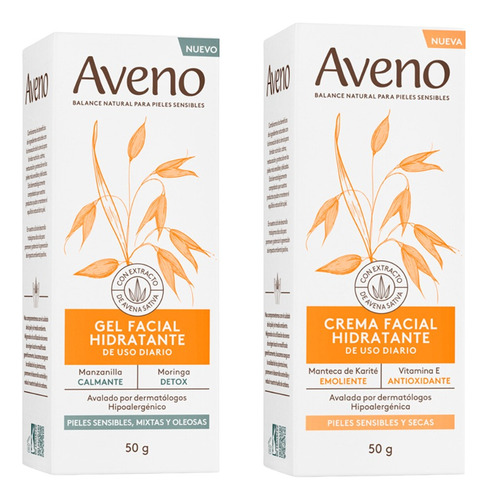 Combo Aveno Crema Gel Facial Pieles Mixtas + Pieles Secas