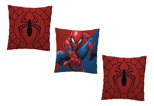3 Almohadones 30x30 Cm Spiderman Hombre Araña Marvel