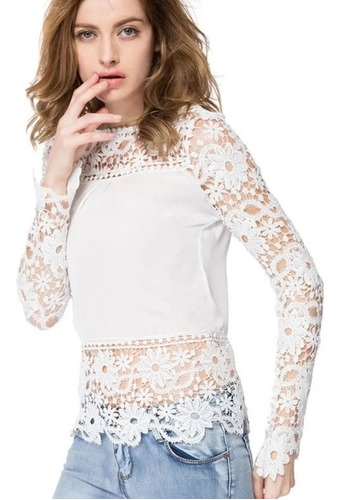 Blusa Fresca Talla Chica, Blanca, Semi-transparente 