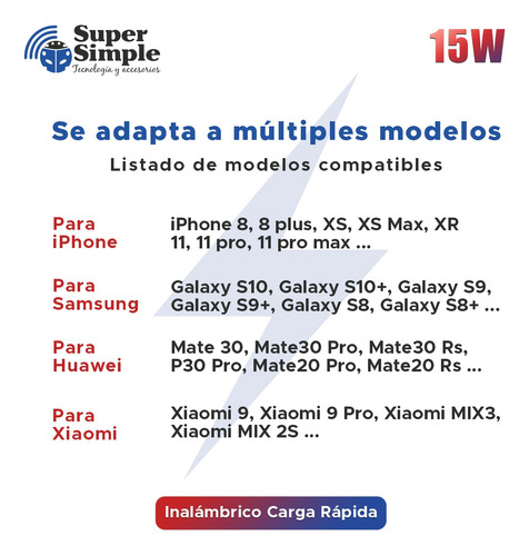 Imagen 3 de 10 de Cargador Inalámbrico Carga Rápida 15w Ideal iPhone 11 12