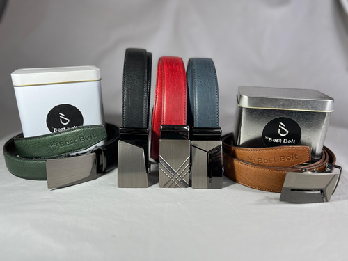 Cinto Con Hebilla De Ajuste Automático .my Best Belt Negro Unico (125 Cm)