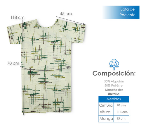 1 Bata Para Paciente Resistente Estampado Camuflaje Colores