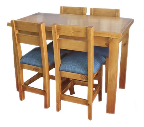 Juego De Comedor Mesa Con 4 Sillas Asiento Tapizado Living