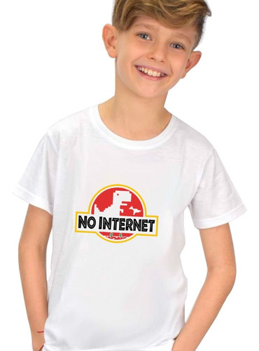 Imagen 4 de 6 de Remera No Internet Dinosaurio Hombre Mujer Niños