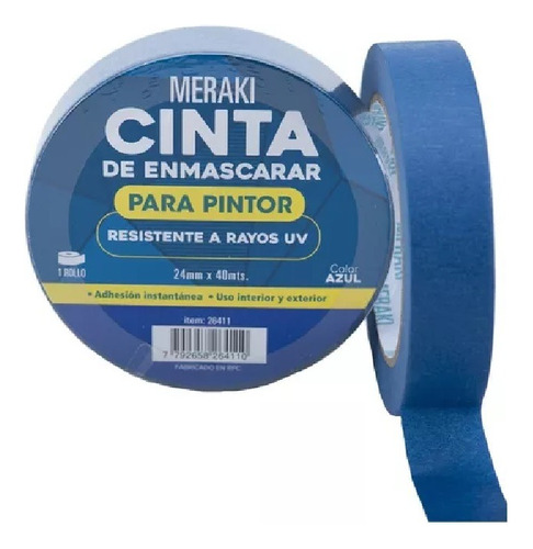 Cinta Papel Enmascarar Meraki Pintor Rayos Uv 24mm X 40mt