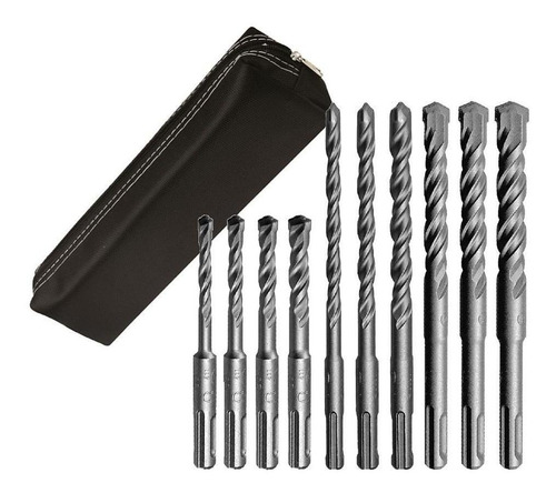 Kit Jogo Brocas Sds 10 Peças 4, 6, 8, 10, 12, 14mm + Estojo