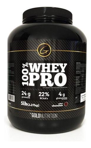 Proteína - 100% Whey Pro 5lb - Gold Nutrition Sabor Chocolate