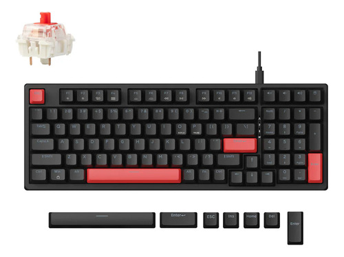 Teclado Mecanico Cable Keychron Lemokey X5 Qmk Sw/red Teclado Negro Idioma Inglés Internacional