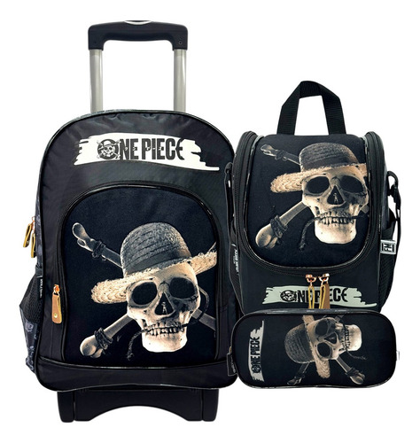 Kit Mochila One Piece Lonch Lapicera Original Fotorama B Negro Negro