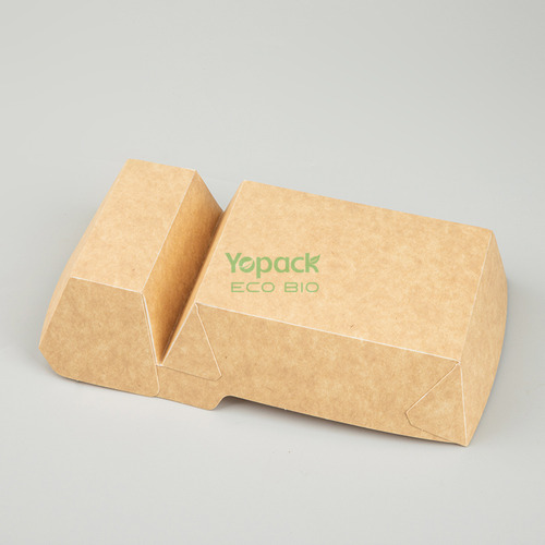 Charolas Reciclables Kraft Comida 2 Divisiones 100pzs 550ml