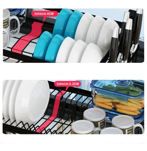 Imagen 6 de 9 de Escurridor Platos Cocina Fregadero Acero Inoxidable 304 Rak