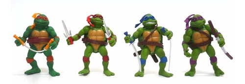 4 Bonecos Tartarugas Ninjas & Acessórios Brinquedo Infantil 