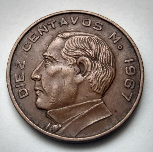 Moneda 10 Centavos Juarez 1967