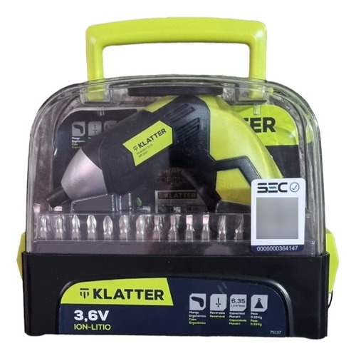 Atornillador Inalambrico Klatter 3.6v Ion-litio 54 Accesorio