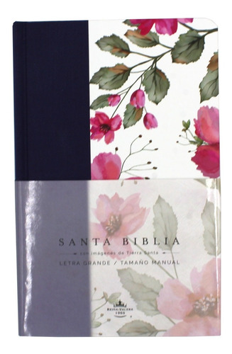 Biblia Rvr1960 Lt Grande Tapa Dura Azul Púrpura Flores 10.5p