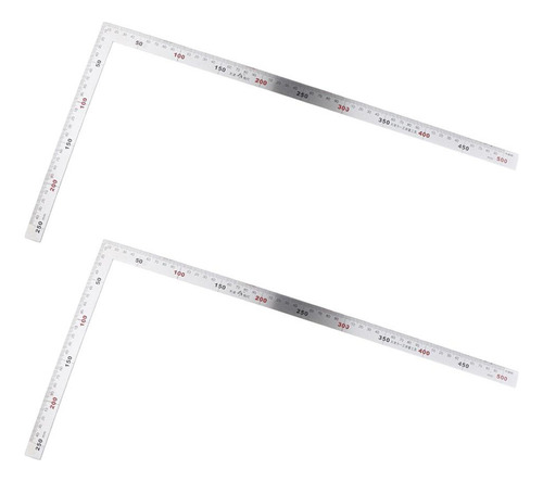 2pcs Regla De Ángulo Cuadrado De Material Acero 90 ° Regla