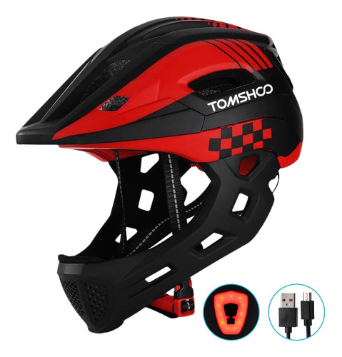 Tomshooh Casco Integral De Bicicleta Para Niños Casco De