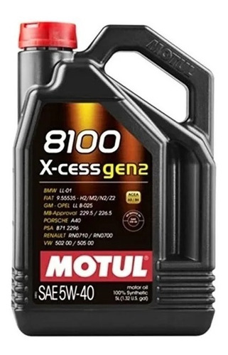 Aceite Sintetico Motul 8100 X-cess 5w40 X 5 Lts.